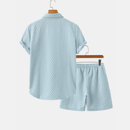 Seabreeze Set - Jacquard Shirt & Drawstring Shorts