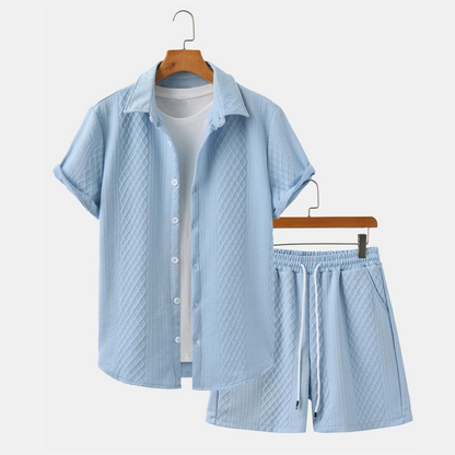 Seabreeze Set - Jacquard Shirt & Drawstring Shorts