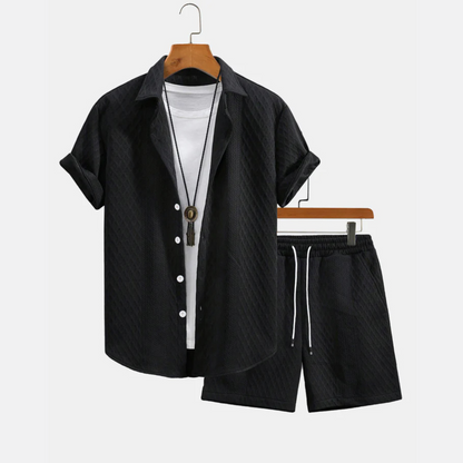 Seabreeze Set - Jacquard Shirt & Drawstring Shorts